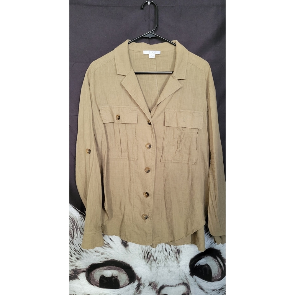 Olive Green Button-down Blouse